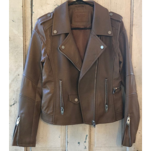 Blank Nyc Faux Leather Moto Jacket Size XS 0-4 Dark Brown Full Zip - Picture 1 of 9